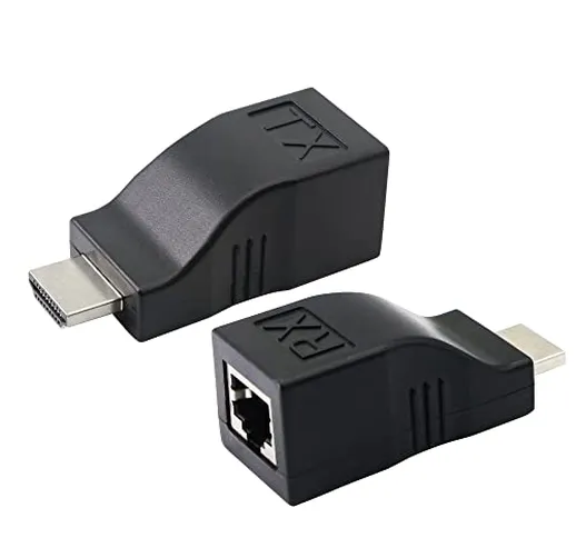 PNGKNYOCN Extender HDMI, Adattatore Convertitore Ethernet di Rete da HDMI Maschio a RJ45 f...