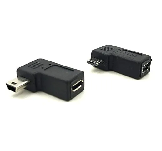 Duttek Micro USB a Mini USB Combo Adattatore, ad Angolo retto 90 Gradi 1 PC Mini USB Masch...