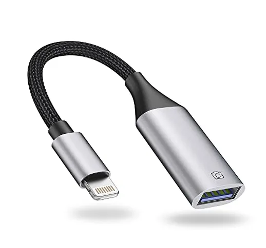 IVSHOWCO Adattatore Lightning a USB per iPhone [Apple MFi certificato], adattatore OTG USB...