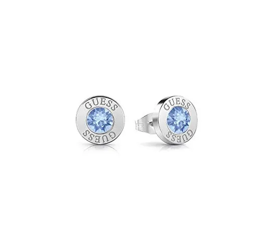 orecchini guess I cristalli blu brillante acciaio inossidabile chirurgico placcato rodio U...