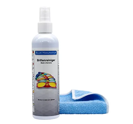 Blum Manufaktur - Detergente spray per occhiali da 250 ml, con panno in microfibra 30 x 30...