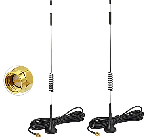 Bingfu Antenna 4G LTE Interni SMA Maschio 7dBi Mimo Esterna Base Magnetica (2 Pacchi) para...