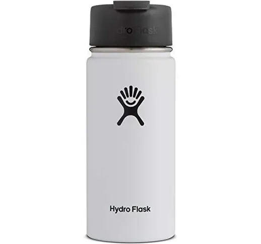 Hydro Flask Borraccia sportiva per ragazzi, bianco, 473 ml, bocca larga