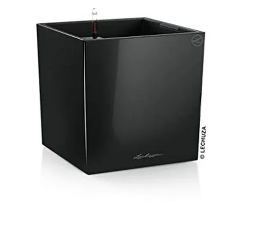 Lechuza Vaso fioriera Cube Premium 40x40 H40 con Auto irrigazione Nero Lucido
