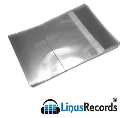LinusRecords - Buste Trasparenti Lucide Deluxe protettive con Chiusura Adesiva per custodi...