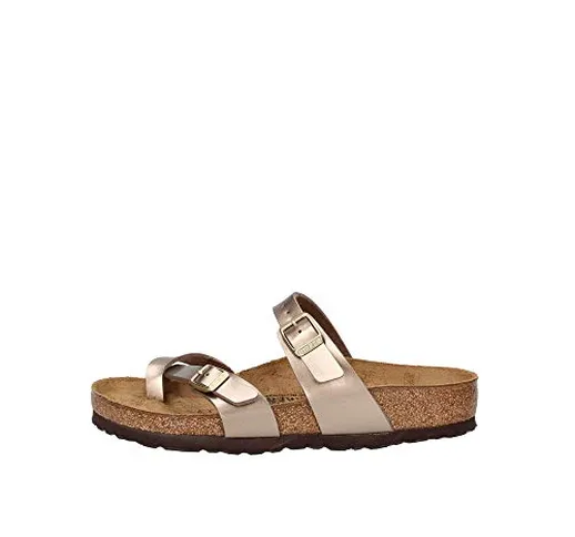 Birkenstock Mayari Birko-Flor, Infradito Donna, Beige (Electric Metallic Taupe Electric Me...