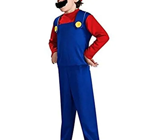 thematys Super Mario Luigi Cappello + Pantaloni + Barba - Costume per Bambini - Perfetto p...