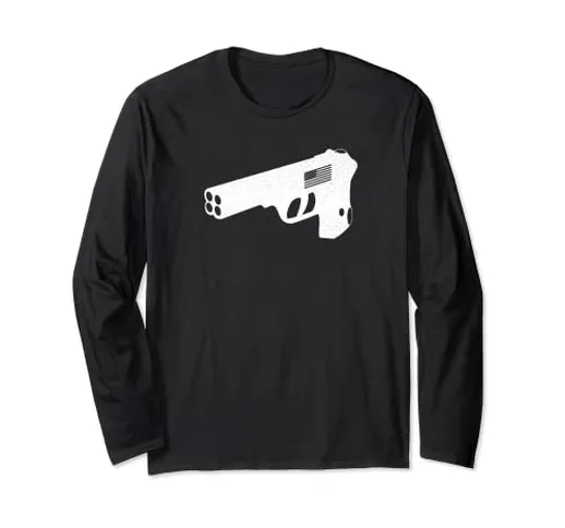 Pistola Amore Pro 2 ° Emendamento Patriottico Sostenitore USA Bandiera Maglia a Manica