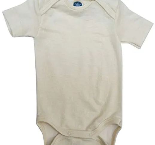 Cosilana, Body per neonato in merino, 70% lana (kbT), 30% seta, naturale, 50/56 cm