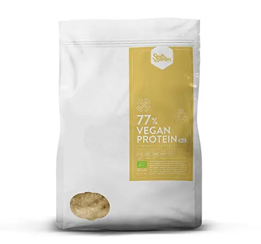 Proteine Vegane 77% BIO Gusto Vaniglia - 1 Kg|SOUTH GARDEN|77% di Proteine Vegetali Crude|...