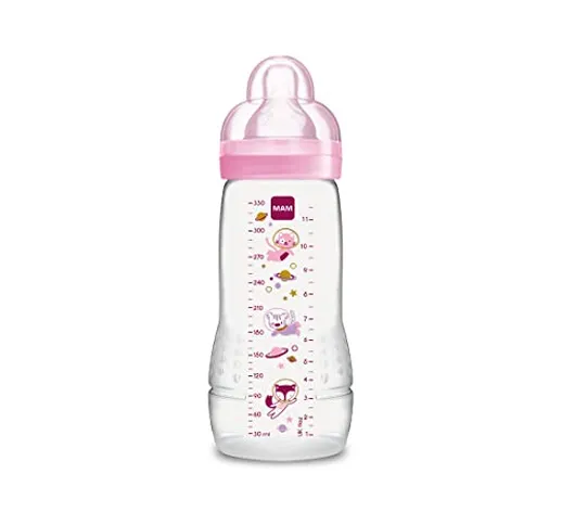 Mam Easy Active Biberon con Tettarella Misura 3 (Flusso Rapido), 4+ Mesi, 330 Ml, Rosa