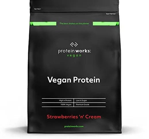 Proteina Vegana In Polvere | Panna & Fragole | 100% A Base Vegetale E Naturale | Senza Glu...