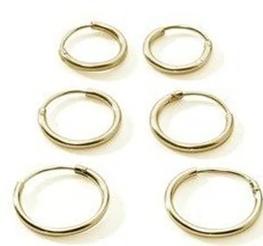 Silverline Jewelry - Set con 3 coppie di orecchini ad anello, piccoli, in argento Sterling...