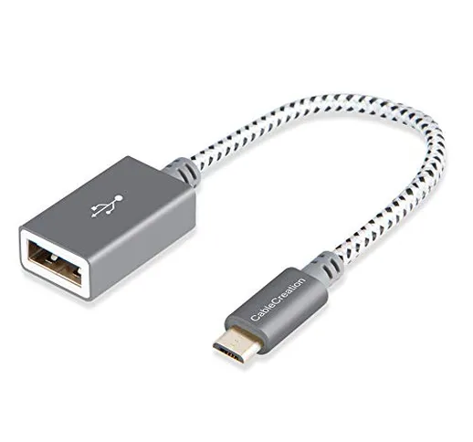 Cablecreation micro USB 2.0 OTG cavo intrecciato on the go adattatore micro USB maschio a...