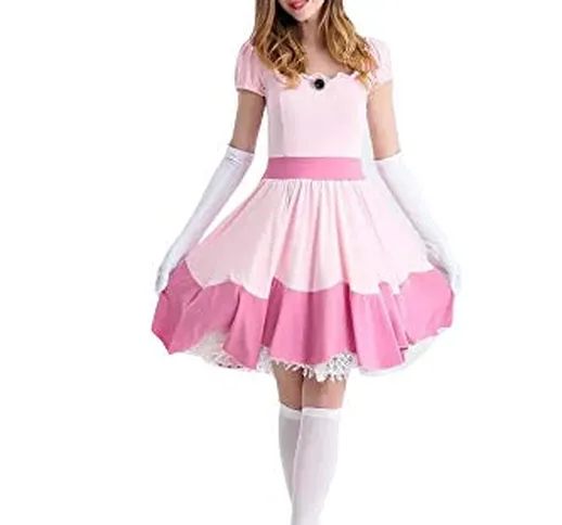 thematys Super Mario Principessa Peach Vestito - Set di Costumi per Le Donne - Perfetto pe...