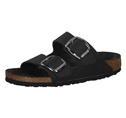 Birkenstock "Arizona Big Buckle Women Pelle ingrassata Nero Mules Donna