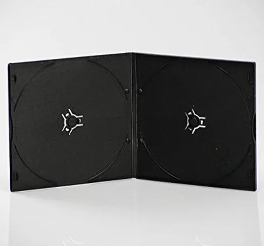 100 CUSTODIE NERE CUSTODIA BOX DVD CD 5.2MM DOPPIO IN PP 2 DISCHI BLACK