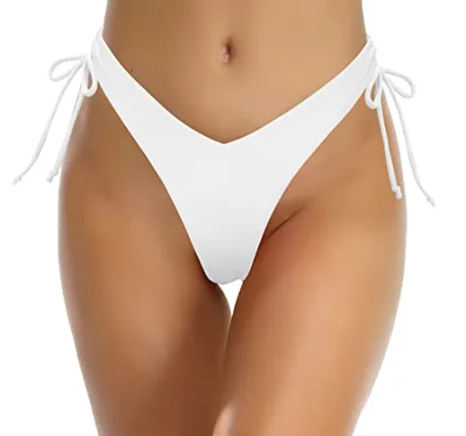 SHEKINI Slip Bikini Donna Costume da Bagno High Cut Coulisse Regolabile Brasiliana Perizom...
