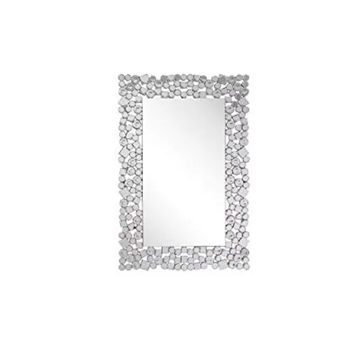 Beliani Specchio da Parete Argento 60 x 90 cm MERNEL
