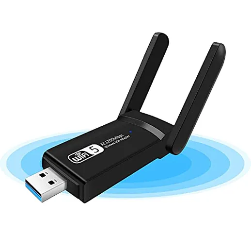 ElecMoga Adattatore USB Wireless Dongle, 1200Mbps WiFi ad Alta velocità WiFi Dual Band 2.4...