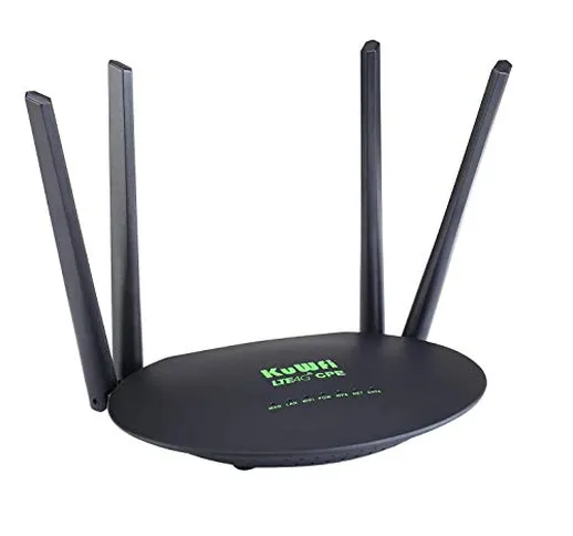 Router 4G LTE Wireless, KuWFi Router 4G LTE fino a 300Mbps/Wireless fino a 300Mbps, Porta...