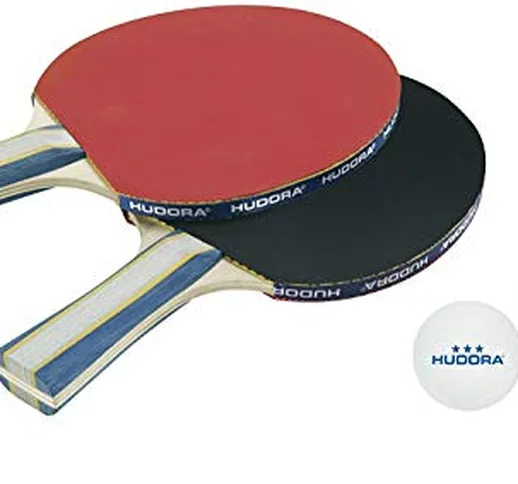 Hudora New Contest 2.0 - Set da ping-pong, bianco, 40 mm,  (2 racchette e 3 palline da pin...