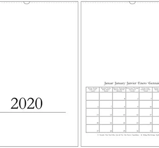 Calendario fai da te & foto 2020, in DIN A3 / A2 – Calendario da parete – formato vertical...