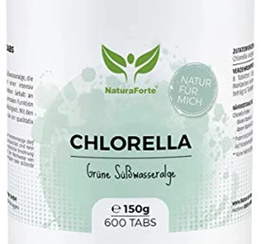 NaturaForte Compresse di Clorella (600 capsule = 150g) - Naturale, alta dose, pura e senza...