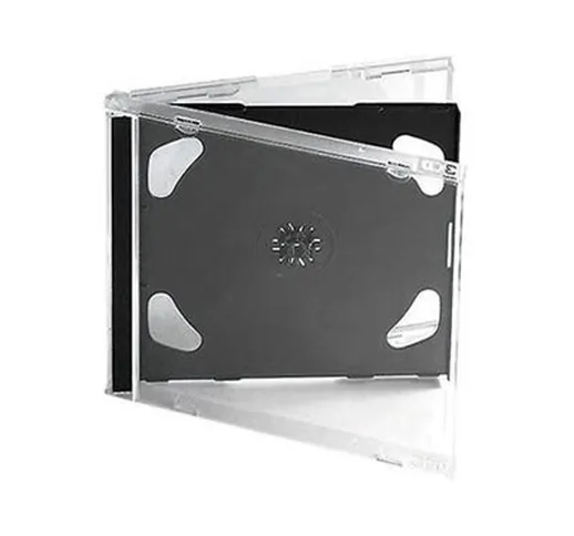 100 CUSTODIE CUSTODIA BOX DVD CD DOPPIO JEWEL CASE NERO FRONTE TRASPARENTE 2 SUPPORTI