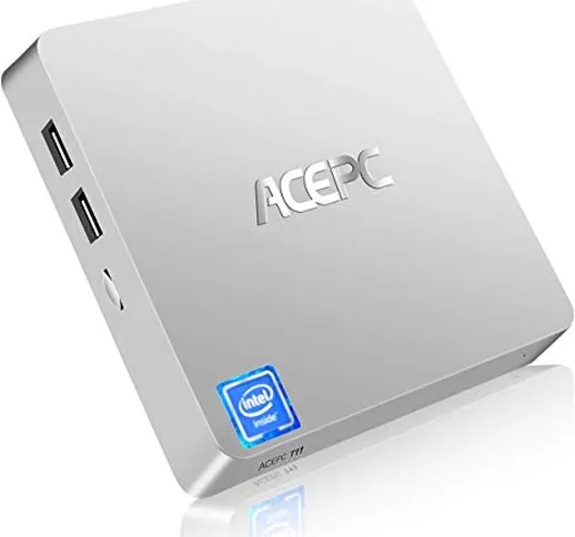 ACEPC T11 Micro Mini PC Intel Atom x5-Z8350 Senza Ventola Windows 10 Pro(64 bit) Desktop C...