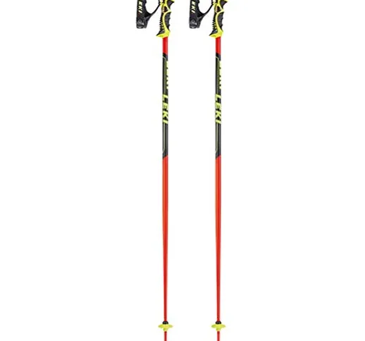 Leki Worldcup Racing SL, Bastoncini da Sci. Unisex-Adulto, Rosso/Nero/Giallo, 110