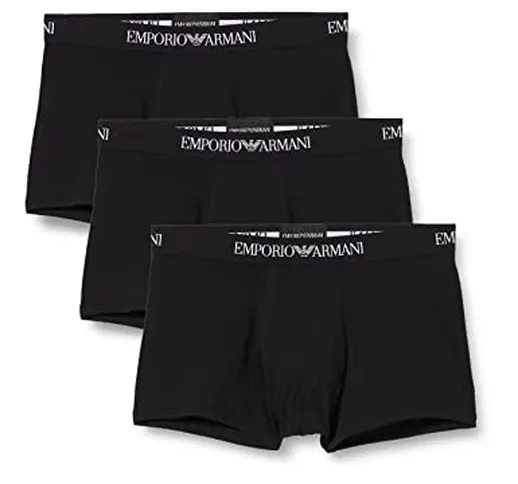 Emporio Armani 3-Pack Trunk Pure Cotton, Boxer, Uomo, Nero (Black/Black/Black), M