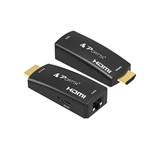 Portta HDMI Extender 50m (164ft) Adattatore Micro USB Cavo CAT6 Supporto per trasmissione...