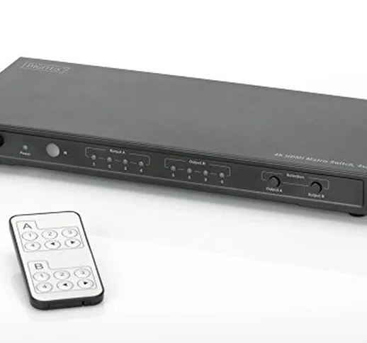 Digitus DS50304 Switch Matrix HDMI 4K per 4 Dispositivi con 2 TV