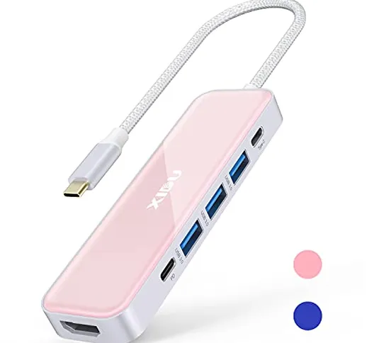 XIDU Hub USB C, 6 in 1 Multiporta Adattatore USB C con HDMI 4K, Ricarica PD da 100W, 3 Por...