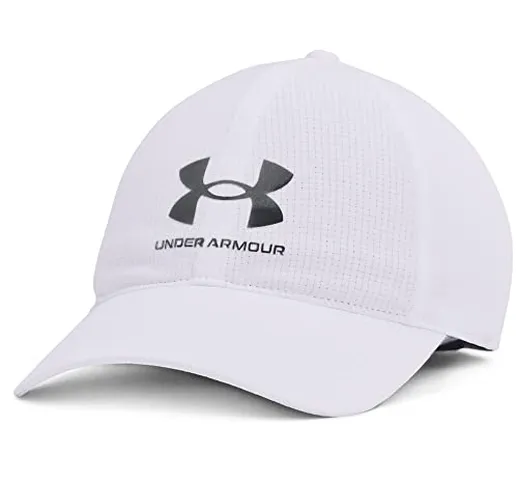 Under Armour Men's ArmourVent Adjustable Hat, White (100)/Pitch Gray, One Size Fits Most