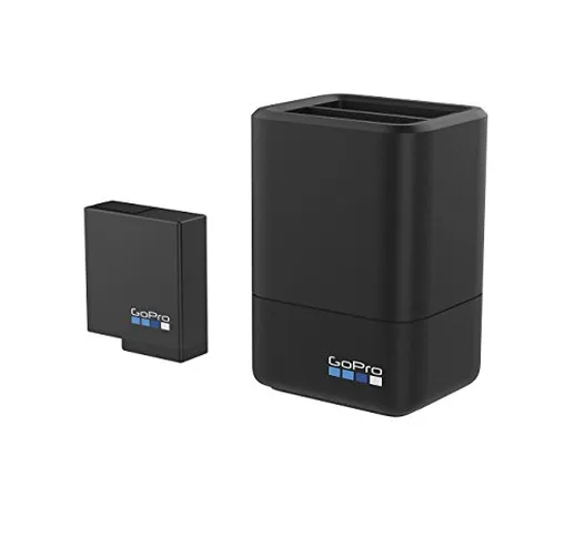 GoPro, caricabatterie doppio, con batteria, per fotocamera HERO5 black, (AADBD-001-ES)