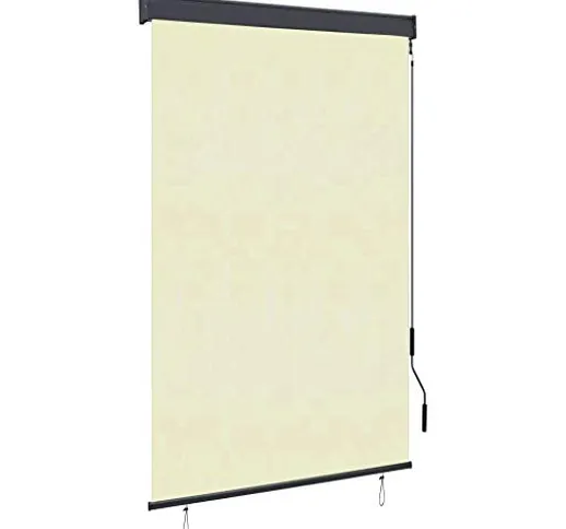 vidaXL - Tenda avvolgibile per esterni, 120 x 250 cm, colore: bianco crema