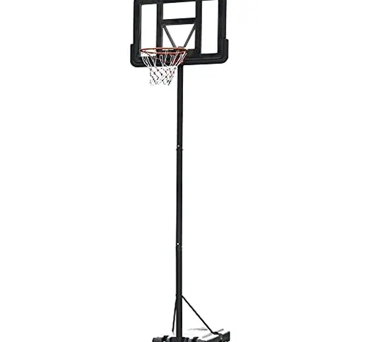 homcom Canestro Basket Altezza Regolabile 231-305cm, Base con Ruote e Struttura in Acciaio...