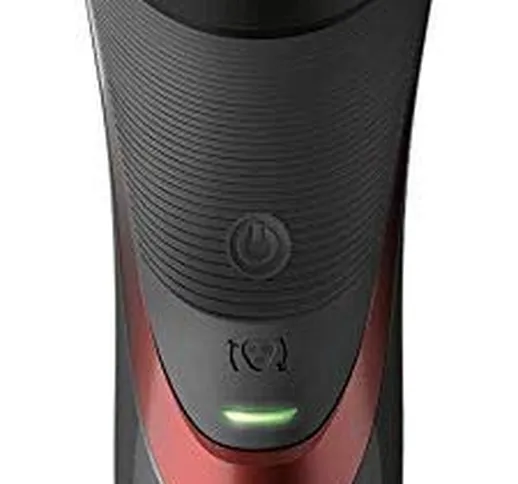 PHILIPS Shaver Series 3000 S3580/06 Rasoio Elettrico Rotazione Trimmer Nero, Rosso