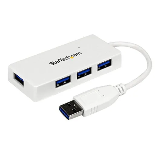 STARTECH.COM Hub Portatile Mini USB 3.0 Superspeed a 4 Porte, Perno e con centratore Ultra...