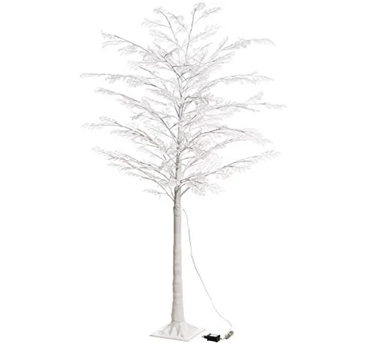 XMASKING Ramo Decorato, Albero Eucalipto Bianco h 180 cm, 200 LED Bianco Caldo, Luce Fissa...