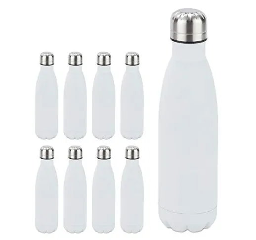 Relaxdays Set da 9 Bottiglie Termiche in Acciaio Inox, Chiusura Ermetica, per Bevande Cald...