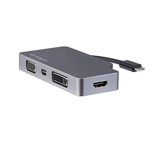 StarTech.com Adattatore Multiporta Video USB-C™ 4 in 1 in Alluminio - 4K 60Hz - Adattatore...