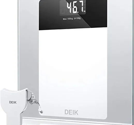 Deik Bilancia Pesapersone Digitale Tecnologia Step-on, Autospegnimento de LCD Display Retr...