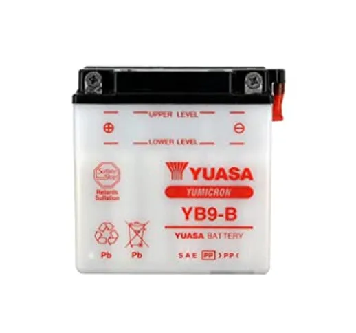 Batteria moto Yuasa YB9-B Dry - Fornita secca - 12 V 9 Ah - Dimensioni: 137 x 76 x 140 mm...