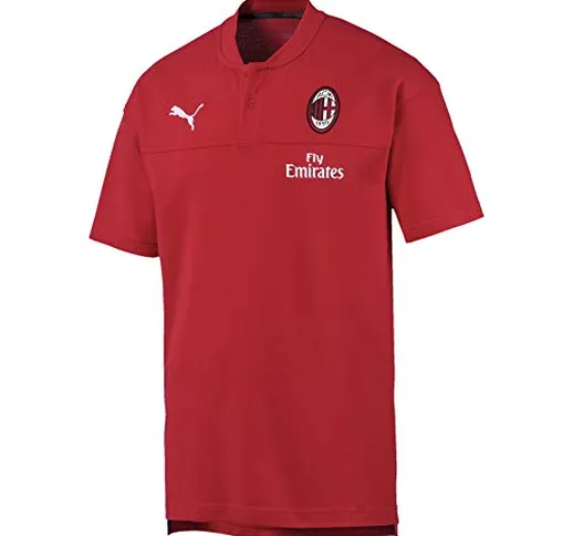PUMA 2019-2020 AC Milan Casuals Polo Football Soccer T-Shirt Maglia (Red)