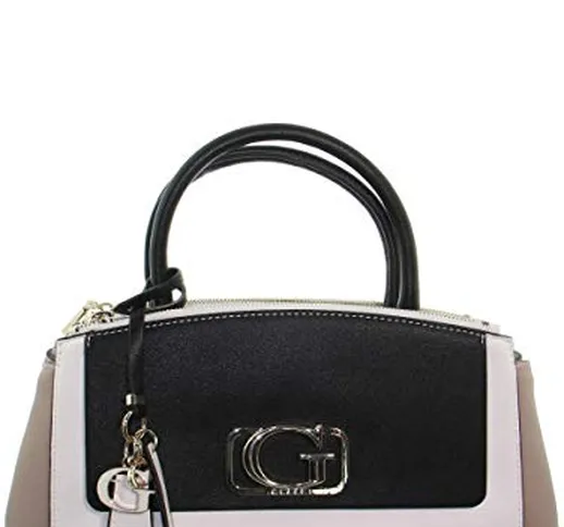 Guess Niven Borsa a Mano in Ecopelle Multicolore Taupe/Bianco/Nero VG767306