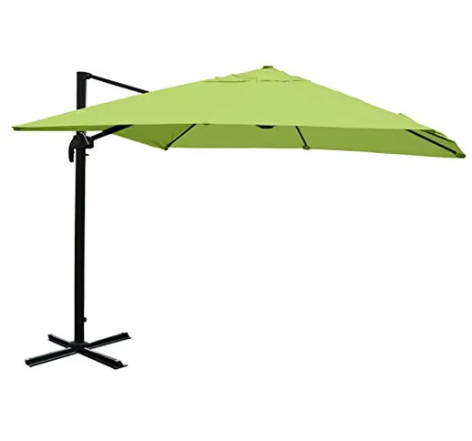 Mendler Ombrellone Parasole HWC-A96 3x3m Alluminio Verde Girevole Senza Base