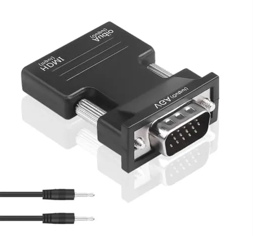APKLVSR Adattatore da HDMI a VGA con Audio, Uscita Sorgente 1080P HDMI da PC TV/Monitor a...